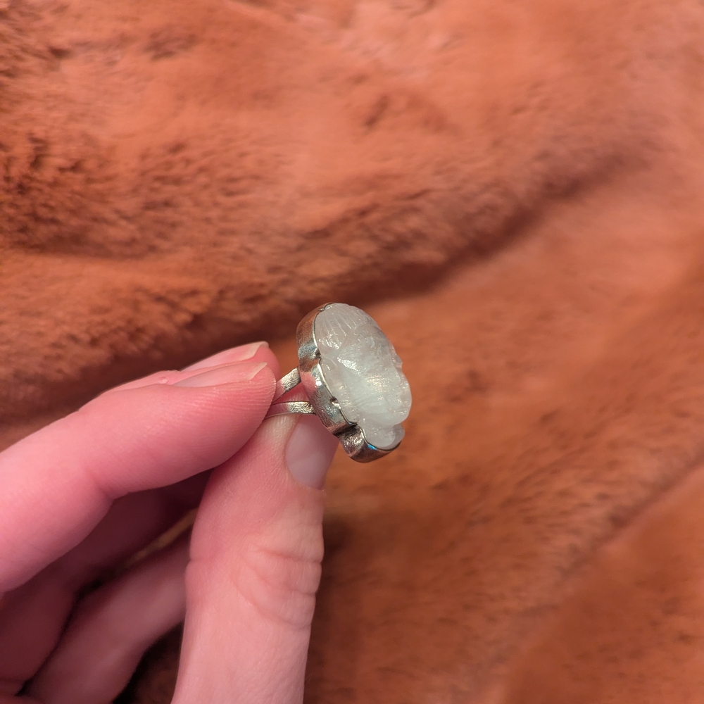 Moonstone Buddha Sterling Silver Ring - Picture 5 of 7